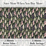 Soft Cream and Pink Botanical Garden Seamless Pattern Digital Print Fabric by the Metre UK Sewing Quilting Textile