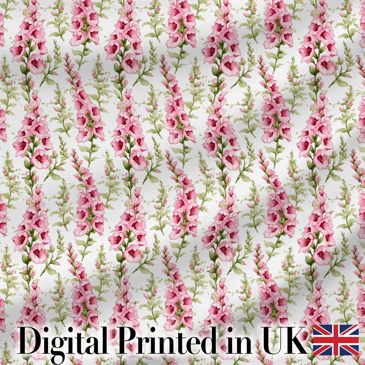 Delicate Pink Foxglove Flowers Light Background Seamless Pattern Digital Print Fabric by the Metre UK Sewing Quilting Textile