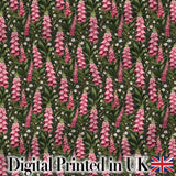 Pink Foxglove Flowers and Wild Meadow Botanical Seamless Pattern Digital Print Fabric by the Metre UK Sewing Quilting Textile