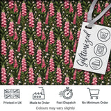 Pink Foxglove Flowers and Wild Meadow Botanical Seamless Pattern Digital Print Fabric by the Metre UK Sewing Quilting Textile