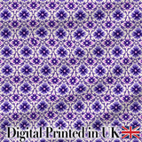 Purple Floral Geometric Tile Style Seamless Pattern Digital Print Fabric by the Metre UK Sewing Quilting Textile