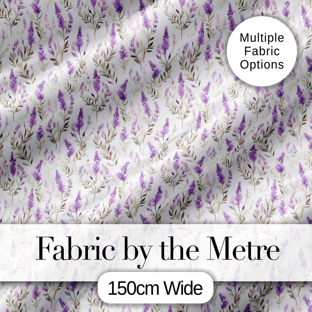 Soft Lavender Botanical Floral Seamless Pattern Digital Print Fabric by the Metre UK Sewing Quilting Textile