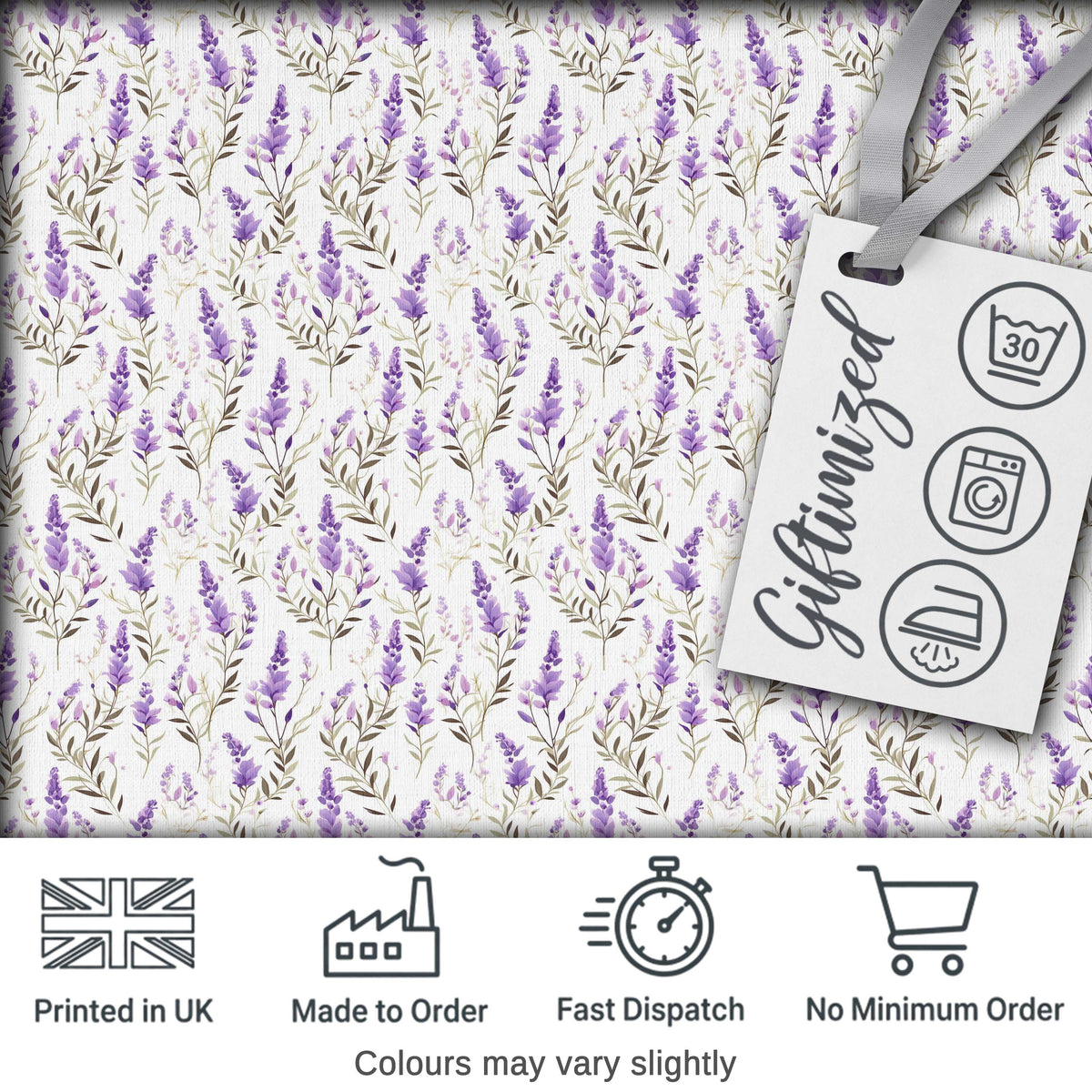 Soft Lavender Botanical Floral Seamless Pattern Digital Print Fabric by the Metre UK Sewing Quilting Textile