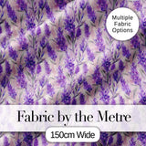 Soft Lavender Floral Botanical Watercolor Seamless Pattern Digital Print Fabric by the Metre UK Sewing Quilting Textile