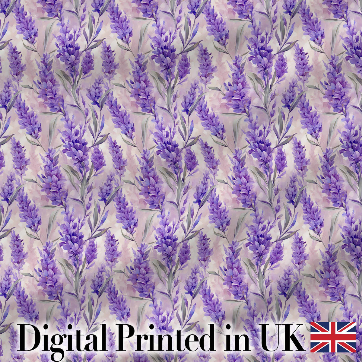 Soft Lavender Floral Botanical Watercolor Seamless Pattern Digital Print Fabric by the Metre UK Sewing Quilting Textile