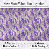 Soft Lavender Floral Botanical Watercolor Seamless Pattern Digital Print Fabric by the Metre UK Sewing Quilting Textile