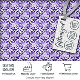 Purple Geometric Floral Tile Decorative Seamless Pattern Digital Print Fabric by the Metre UK Sewing Quilting Textile