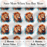 Colorful Lion Face Artistic Paint Splash Seamless Pattern Digital Print Fabric by the Metre UK Sewing Quilting Textile