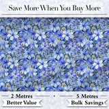 Blue Floral Blossom Botanical Garden Seamless Pattern Digital Print Fabric by the Metre UK Sewing Quilting Textile
