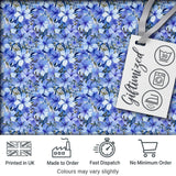 Blue Floral Blossom Botanical Garden Seamless Pattern Digital Print Fabric by the Metre UK Sewing Quilting Textile