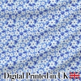 Blue White Daisy Floral Seamless Pattern Soft Botanical Background Digital Print Fabric by the Metre UK Sewing Quilting Textile