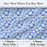 Blue White Daisy Floral Seamless Pattern Soft Botanical Background Digital Print Fabric by the Metre UK Sewing Quilting Textile