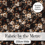 Vintage Beige Floral on Black Seamless Pattern Classic Botanical Design Digital Print Fabric by the Metre UK Sewing Quilting Textile