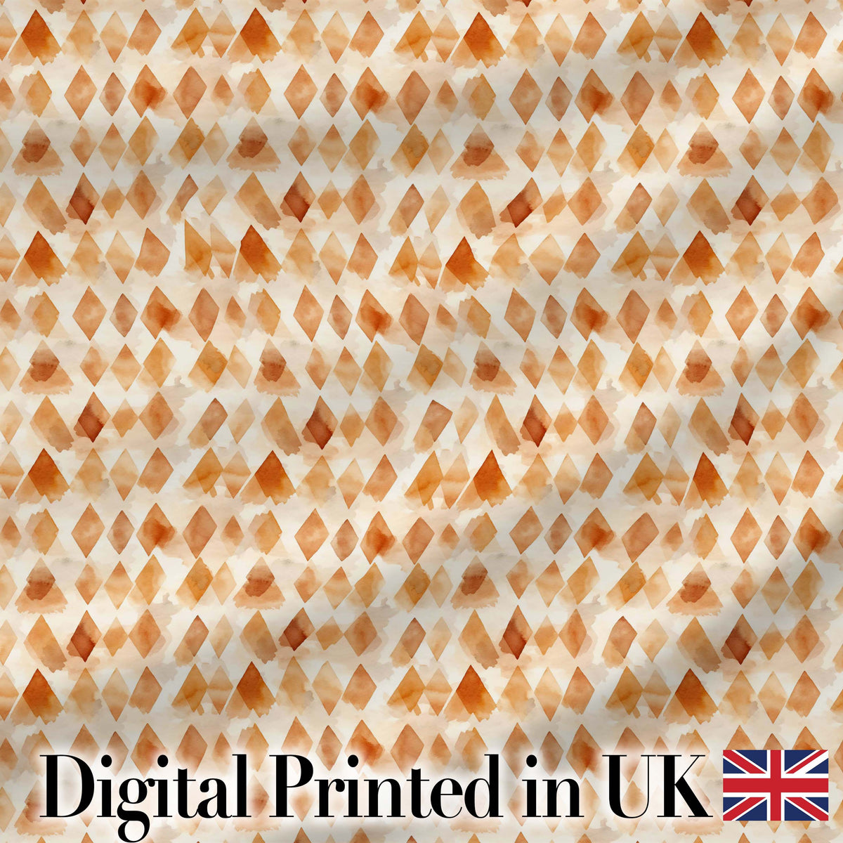 Warm Terracotta Watercolor Diamond Seamless Pattern Modern Abstract Digital Print Fabric by the Metre UK Sewing Quilting Textile