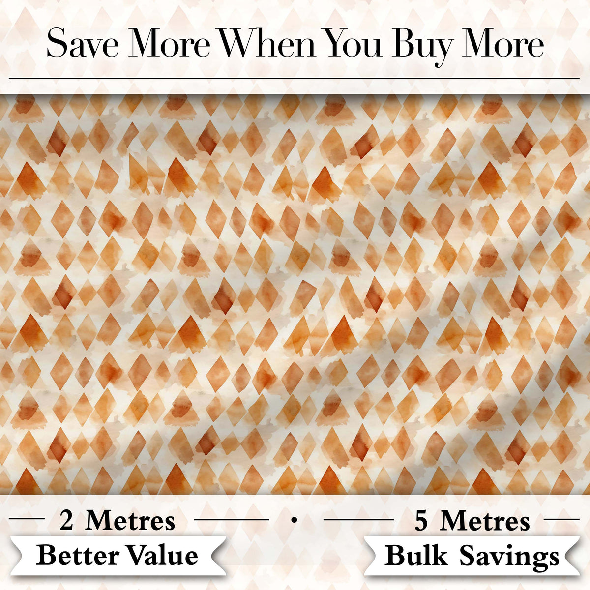 Warm Terracotta Watercolor Diamond Seamless Pattern Modern Abstract Digital Print Fabric by the Metre UK Sewing Quilting Textile