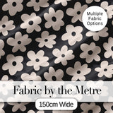 Minimal Beige Flower Silhouette on Dark Background Seamless Pattern Design Digital Print Fabric by the Metre UK Sewing Quilting Textile