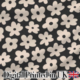 Minimal Beige Flower Silhouette on Dark Background Seamless Pattern Design Digital Print Fabric by the Metre UK Sewing Quilting Textile