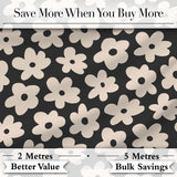 Minimal Beige Flower Silhouette on Dark Background Seamless Pattern Design Digital Print Fabric by the Metre UK Sewing Quilting Textile