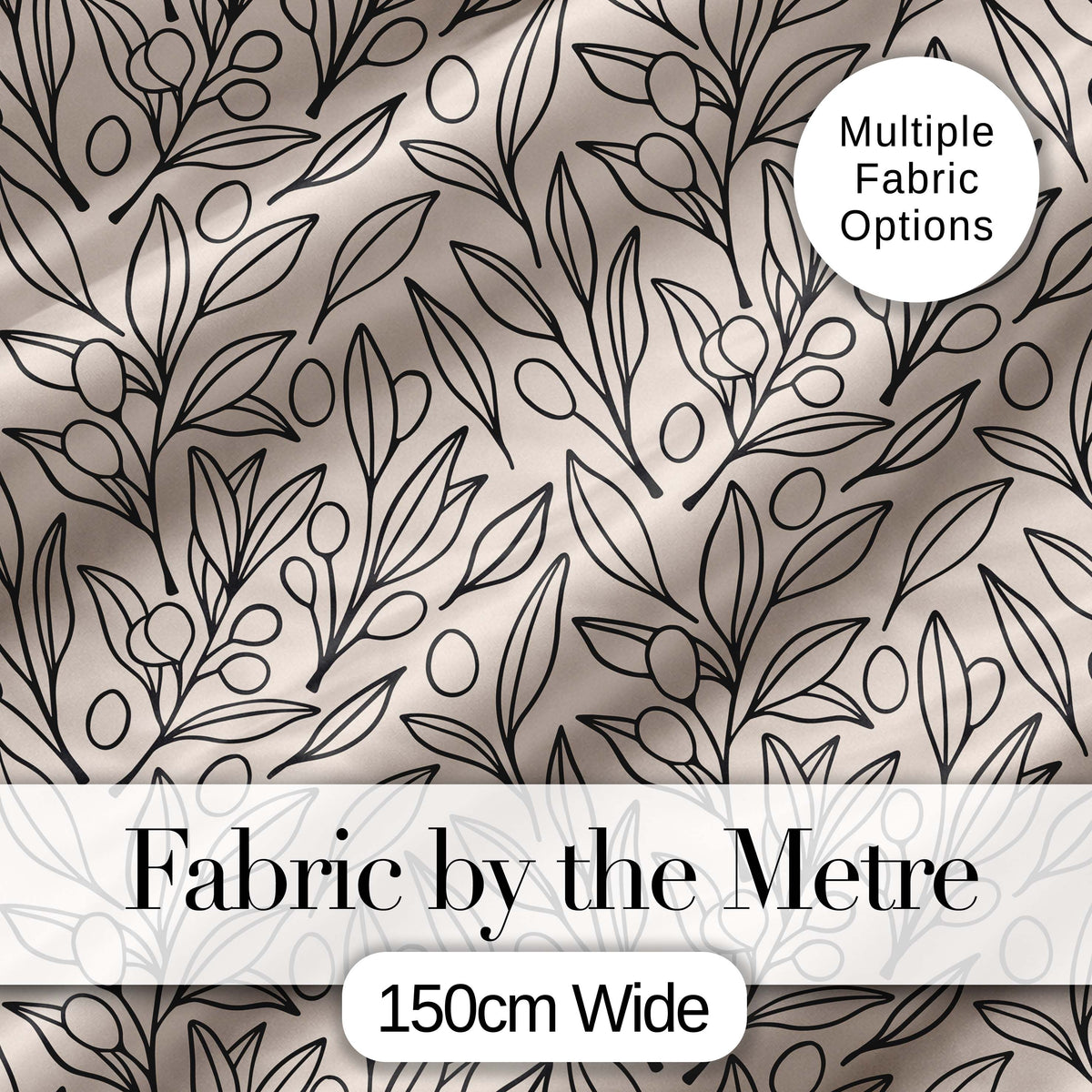 Neutral Botanical Line Art Leaves Seamless Pattern Minimal Nature Design Digital Print Fabric by the Metre UK Sewing Quilting Textile