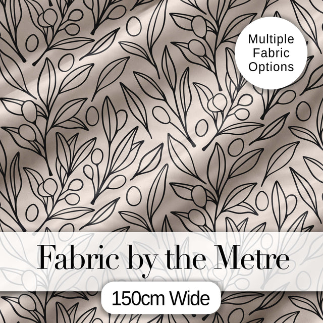 Neutral Botanical Line Art Leaves Seamless Pattern Minimal Nature Design Digital Print Fabric by the Metre UK Sewing Quilting Textile