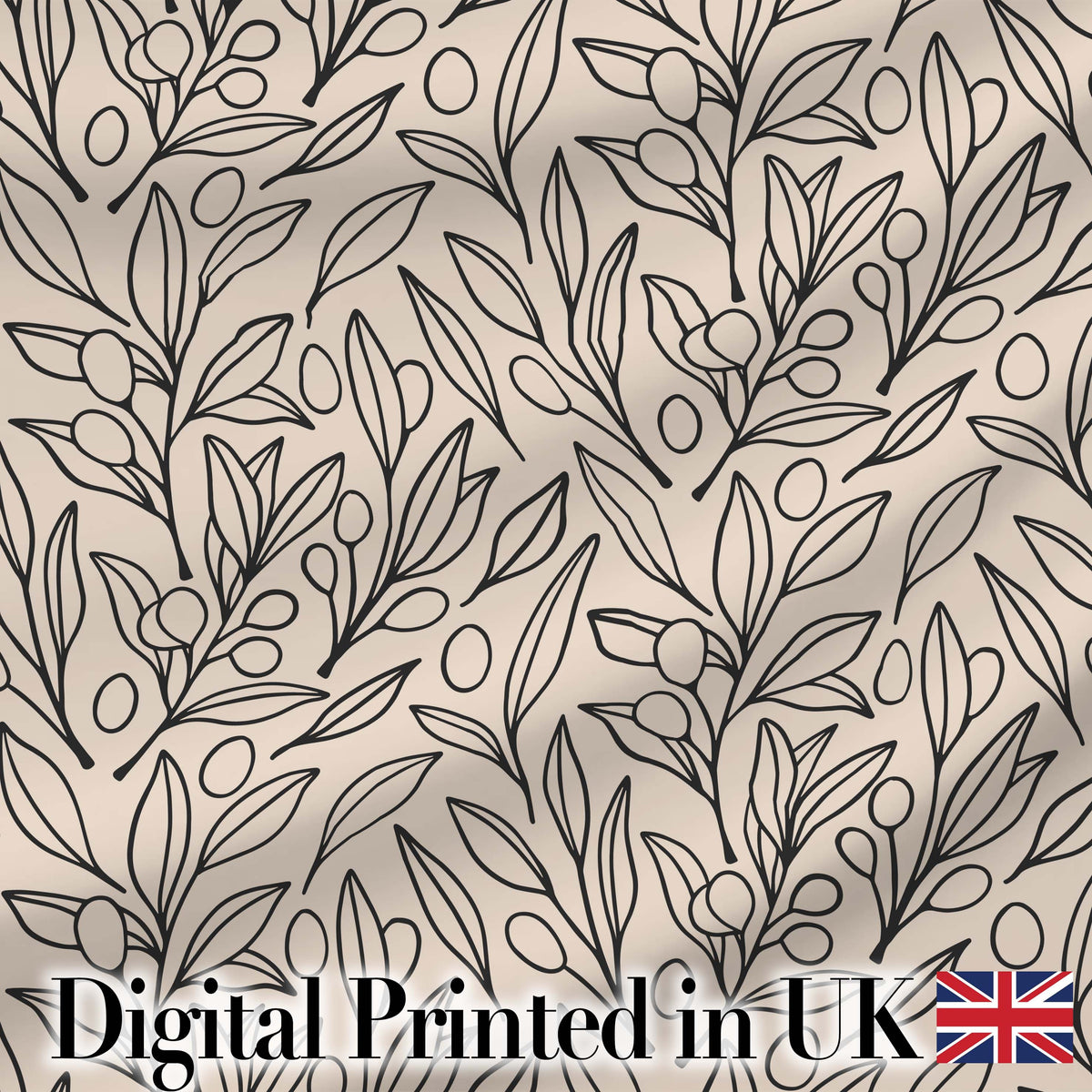 Neutral Botanical Line Art Leaves Seamless Pattern Minimal Nature Design Digital Print Fabric by the Metre UK Sewing Quilting Textile