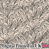 Neutral Botanical Line Art Leaves Seamless Pattern Minimal Nature Design Digital Print Fabric by the Metre UK Sewing Quilting Textile