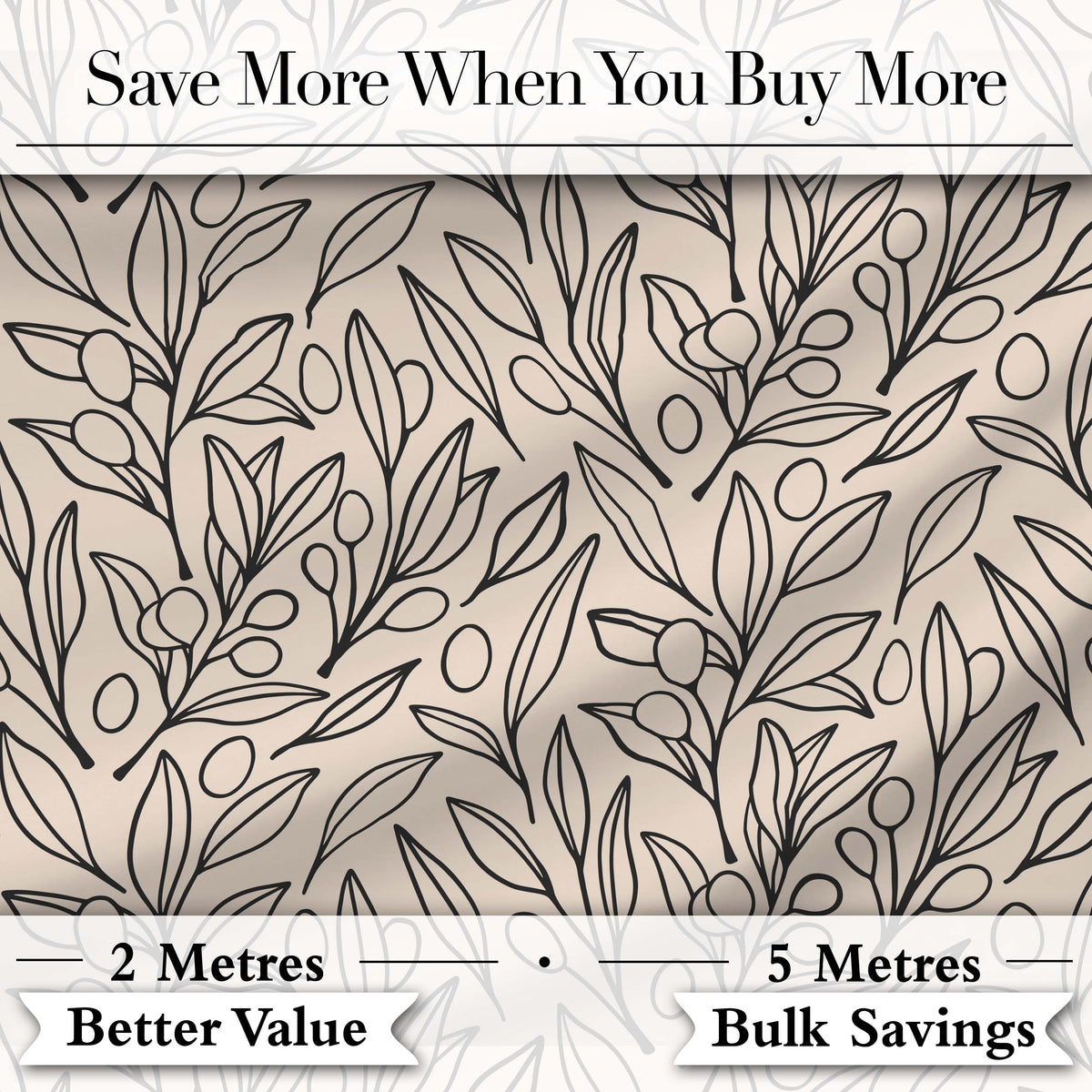Neutral Botanical Line Art Leaves Seamless Pattern Minimal Nature Design Digital Print Fabric by the Metre UK Sewing Quilting Textile