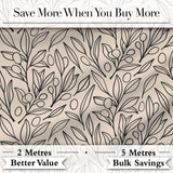 Neutral Botanical Line Art Leaves Seamless Pattern Minimal Nature Design Digital Print Fabric by the Metre UK Sewing Quilting Textile