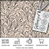 Neutral Botanical Line Art Leaves Seamless Pattern Minimal Nature Design Digital Print Fabric by the Metre UK Sewing Quilting Textile