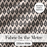 Black Tribal Diamond Ikat Seamless Pattern Ethnic Geometric Design Digital Print Fabric by the Metre UK Sewing Quilting Textile