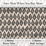 Black Tribal Diamond Ikat Seamless Pattern Ethnic Geometric Design Digital Print Fabric by the Metre UK Sewing Quilting Textile