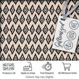 Black Tribal Diamond Ikat Seamless Pattern Ethnic Geometric Design Digital Print Fabric by the Metre UK Sewing Quilting Textile