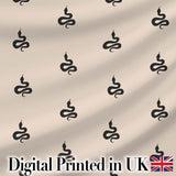 Minimal Black Snake Silhouette Seamless Pattern on Neutral Background Digital Print Fabric by the Metre UK Sewing Quilting Textile