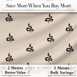 Minimal Black Snake Silhouette Seamless Pattern on Neutral Background Digital Print Fabric by the Metre UK Sewing Quilting Textile