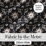 Celestial Sun Moon Botanical Seamless Pattern Mystical Nature Design Digital Print Fabric by the Metre UK Sewing Quilting Textile