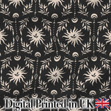 Celestial Sun Moon Botanical Seamless Pattern Mystical Nature Design Digital Print Fabric by the Metre UK Sewing Quilting Textile