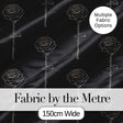 Elegant Rose Line Art Floral Seamless Pattern on Dark Background Digital Print Fabric by the Metre UK Sewing Quilting Textile