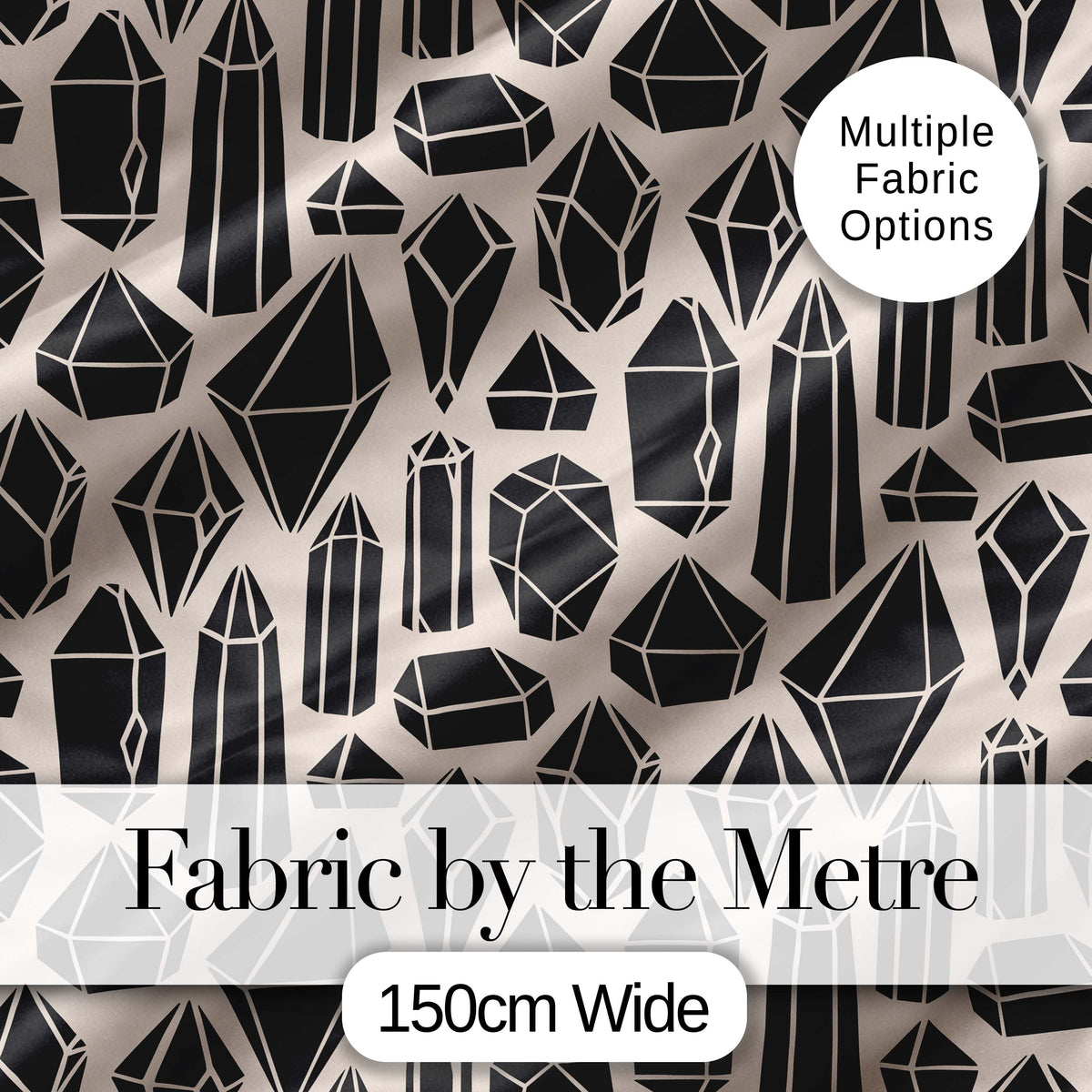 Abstract Crystal Gemstone Seamless Pattern Modern Geometric Design Digital Print Fabric by the Metre UK Sewing Quilting Textile
