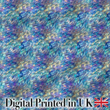 Abstract Blue Mosaic Glass Waves Seamless Pattern Artistic Texture Digital Print Fabric by the Metre UK Sewing Quilting Textile