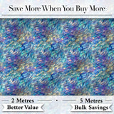 Abstract Blue Mosaic Glass Waves Seamless Pattern Artistic Texture Digital Print Fabric by the Metre UK Sewing Quilting Textile