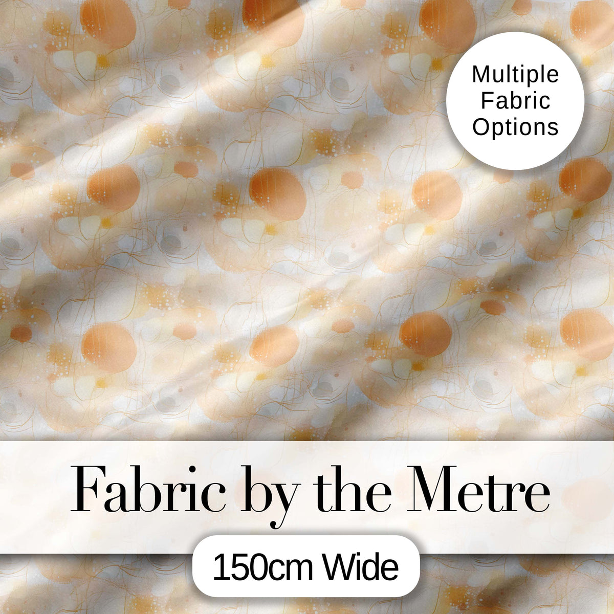 Abstract Beige Organic Shapes Seamless Pattern Minimal Modern Texture Digital Print Fabric by the Metre UK Sewing Quilting Textile