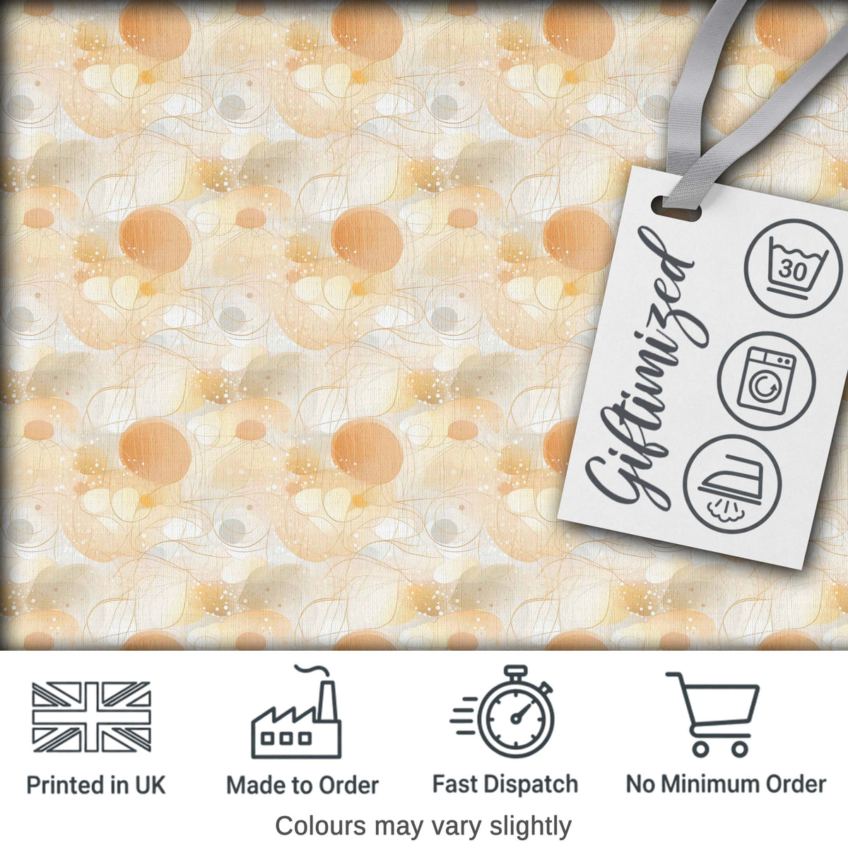 Abstract Beige Organic Shapes Seamless Pattern Minimal Modern Texture Digital Print Fabric by the Metre UK Sewing Quilting Textile
