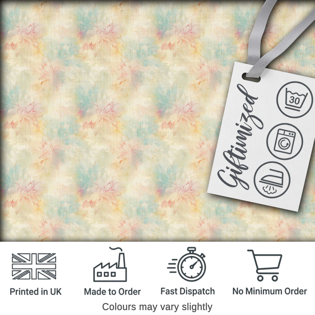 Soft Floral Watercolor Bloom Seamless Pattern Elegant Pastel Design Digital Print Fabric by the Metre UK Sewing Quilting Textile