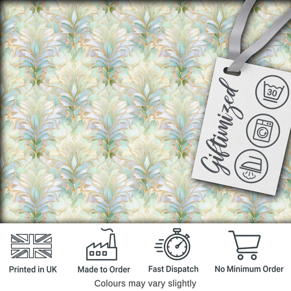 Ornate Vintage Damask Floral Seamless Pattern Classic Elegant Design Digital Print Fabric by the Metre UK Sewing Quilting Textile