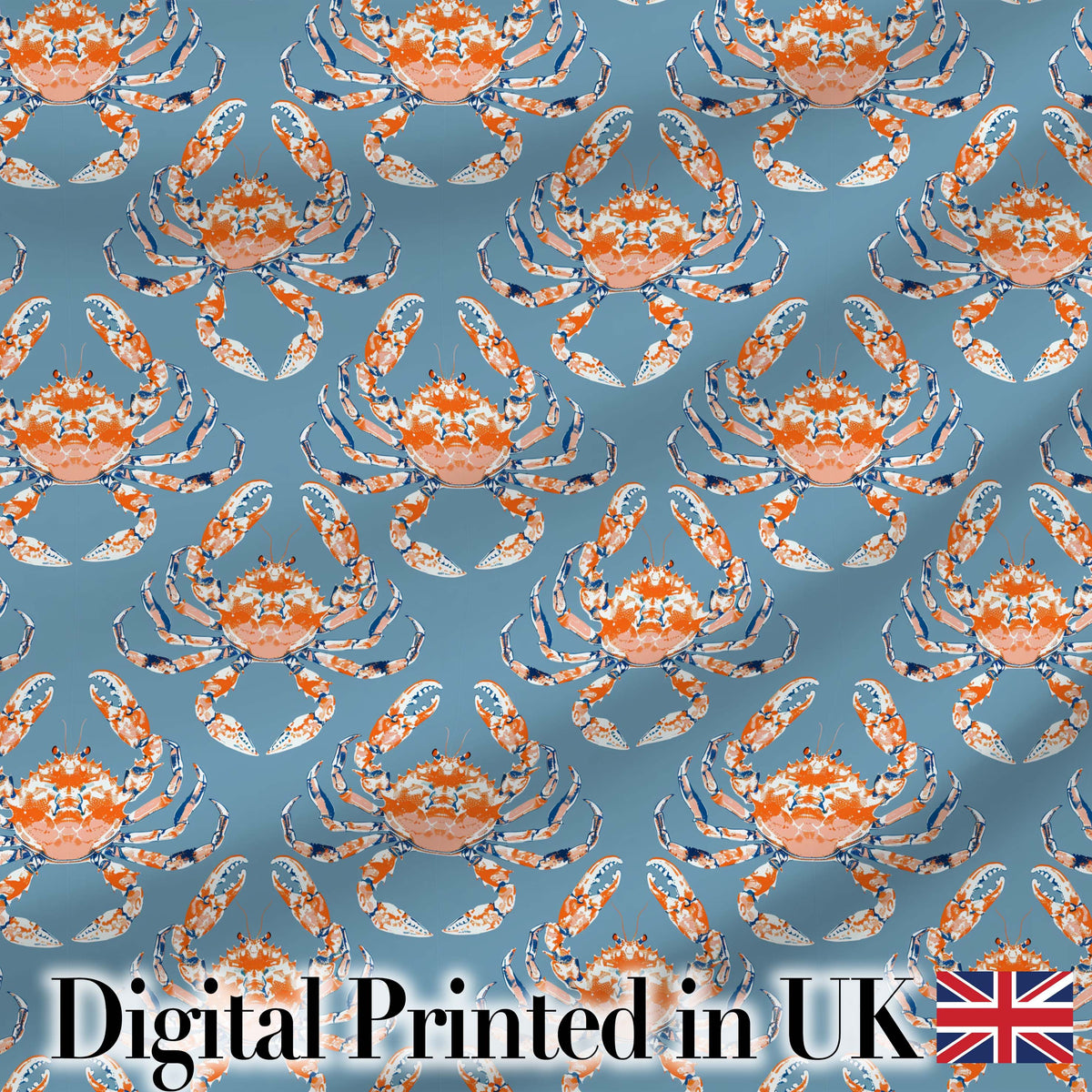 Orange Crab Ocean Marine Life Seamless Pattern Coastal Design Digital Print Fabric by the Metre UK Sewing Quilting Textile