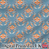 Orange Crab Ocean Marine Life Seamless Pattern Coastal Design Digital Print Fabric by the Metre UK Sewing Quilting Textile