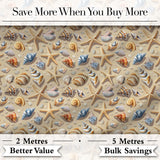 Seashells and Starfish Beach Seamless Pattern Coastal Ocean Design Digital Print Fabric by the Metre UK Sewing Quilting Textile
