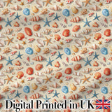 Colorful Seashell Starfish Ocean Seamless Pattern Vibrant Coastal Design Digital Print Fabric by the Metre UK Sewing Quilting Textile