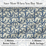Nautical Anchor Rope Seamless Pattern Classic Marine Ocean Theme Digital Print Fabric by the Metre UK Sewing Quilting Textile