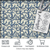 Nautical Anchor Rope Seamless Pattern Classic Marine Ocean Theme Digital Print Fabric by the Metre UK Sewing Quilting Textile